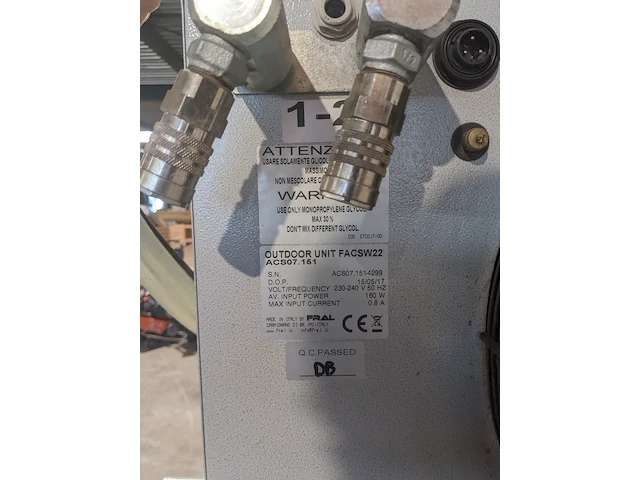 Airconditioning 7kw 230v - fral, facsw22, bouwjaar 2017, watergekoeld met buitenunit - afbeelding 17 van  19