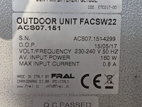Airconditioning 7kw 230v - fral, facsw22, bouwjaar 2017, watergekoeld met buitenunit - afbeelding 18 van  19