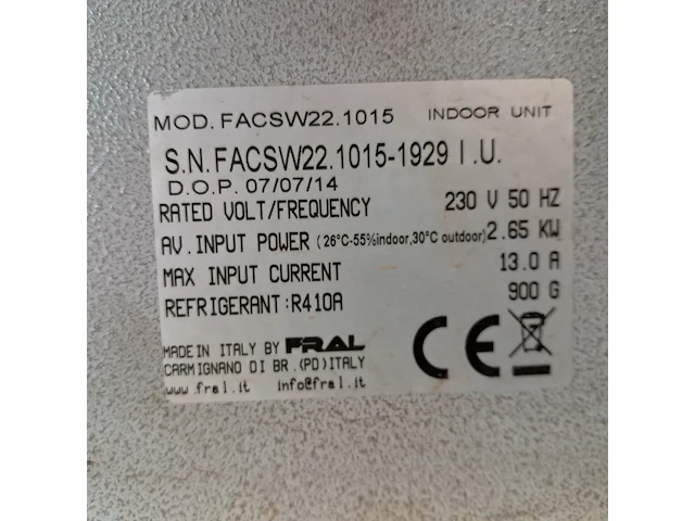Airconditioning 7kw 230v, fral, facsw22, 2014 - afbeelding 3 van  11