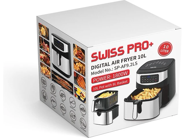 Airfryer 10 l & pizzarette 6 persoons, swiss pro plus - afbeelding 3 van  7