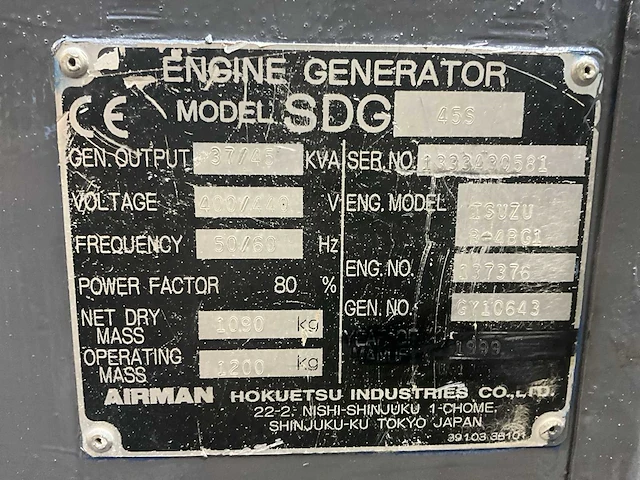 Airman sdg45s stroomgenerator - afbeelding 6 van  14