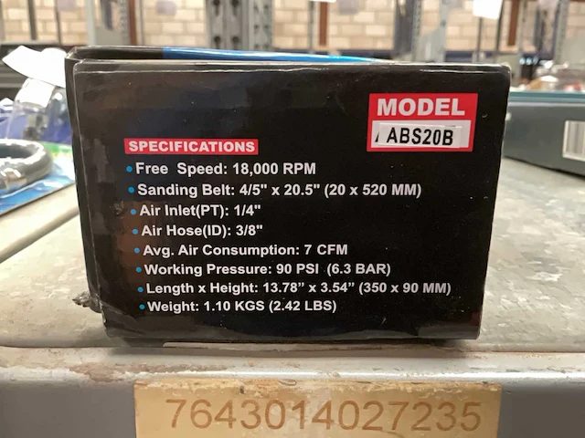 Airpro abs20b air belt sander - afbeelding 5 van  5