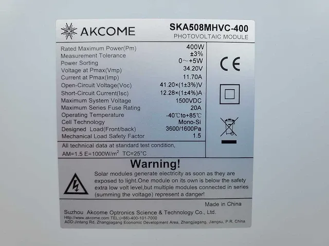 Akcome - ska508mhvc-400 - zonnepaneel (8x) - afbeelding 10 van  14