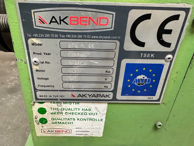 Akyapak - 2008 - apk 45 - profielbuigmachine - afbeelding 6 van  6