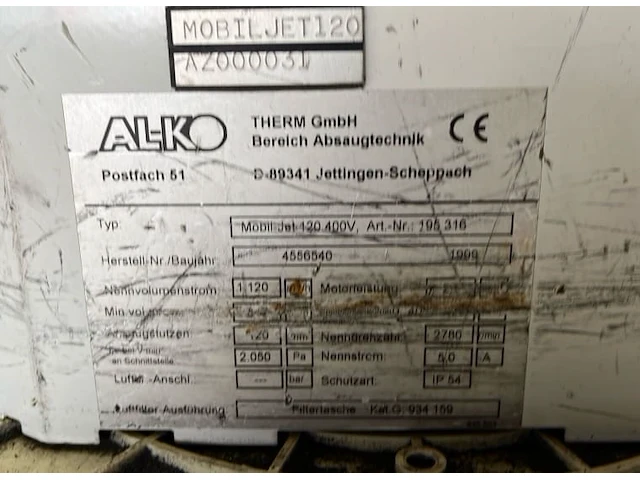 Al-ko mobil jet 120 mobiele afzuiging - afbeelding 3 van  4