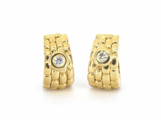 Alain roure - gouden brede creolen met natuurlijke diamanten - afbeelding 1 van  9