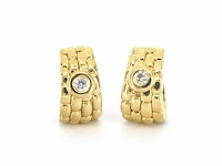 Alain roure - gouden brede creolen met natuurlijke diamanten - afbeelding 1 van  9