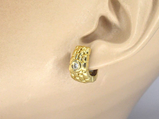 Alain roure - gouden brede creolen met natuurlijke diamanten - afbeelding 2 van  9