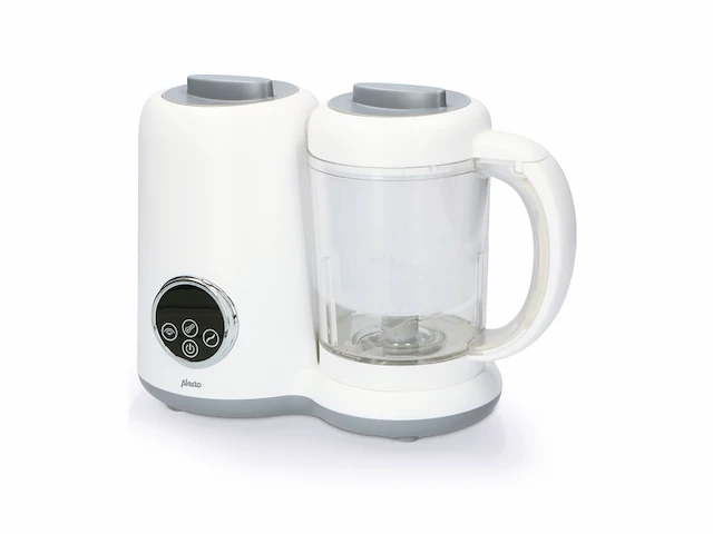 Alecto bfp66 babyrobot 5in1, stomen, mengen en puree, verwarmen, steriliseren van flessen en zuignappen, flessenwarmers wit - afbeelding 1 van  4