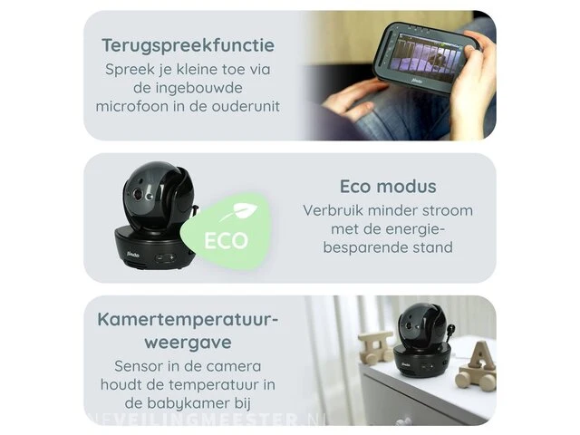Alecto dvm200mbk - babyfoon met camera - op afstand beweegbaar - zwart - afbeelding 2 van  6