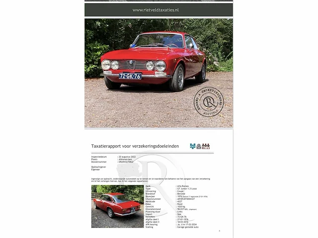 Alfa romeo gt 1300 junior unificato car 1976 | 72-gk-76 i - afbeelding 79 van  80