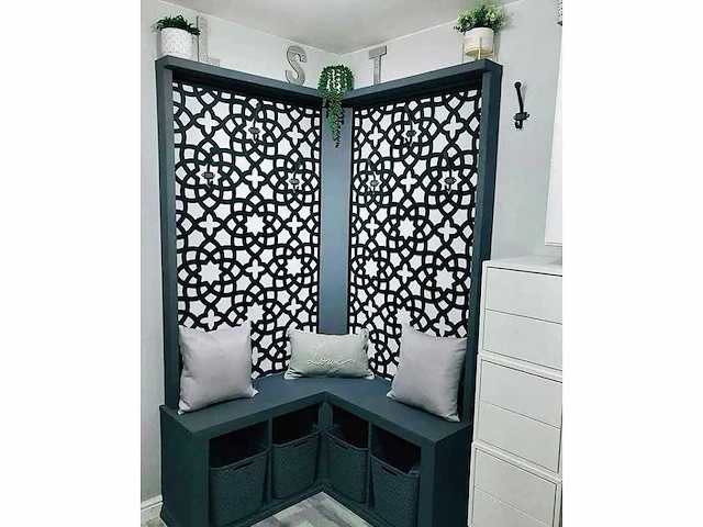 Alhambra terrascherm – zwart houtcomposiet – 180x90 cm (2x) - afbeelding 2 van  3