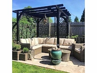 Alhambra terrascherm – zwart houtcomposiet – 180x90 cm (2x) - afbeelding 3 van  3