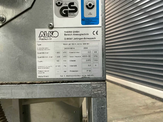 Alko - 2001 - mobil-jet 160 - filterafzuiginstallatie - afbeelding 8 van  8