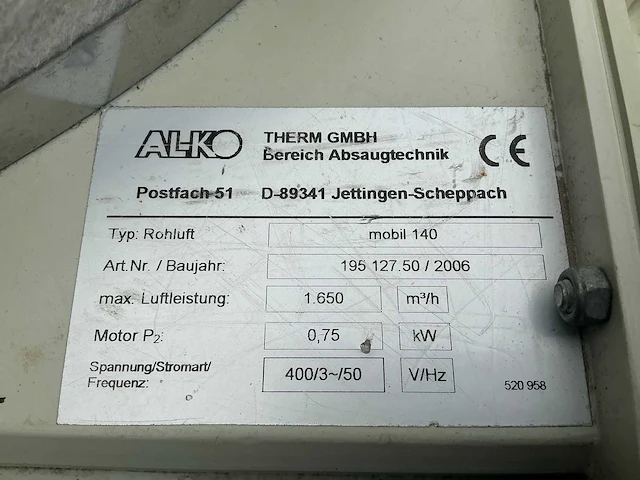 Alko mobil 140 filterafzuiginstallatie - afbeelding 11 van  11
