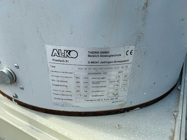Alko mobil-jet 100 filterafzuiginstallatie - afbeelding 8 van  8