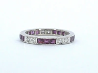 Alliance ring met natuurlijke diamanten en robijnen - afbeelding 1 van  9
