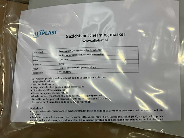 Allplast 39 dozen gezichtsbescherming masker (39x) - afbeelding 2 van  4