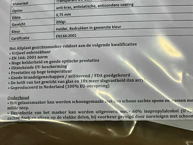 Allplast 39 dozen gezichtsbescherming masker (39x) - afbeelding 4 van  4