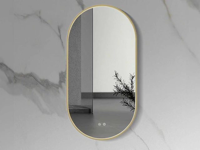 Aloni - lina - led spiegel ovaal goud 100x50 cm - afbeelding 1 van  3