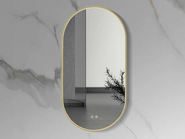 Aloni - lina - led spiegel ovaal goud 100x50 cm - afbeelding 1 van  3