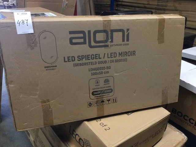 Aloni - lina - led spiegel ovaal goud 100x50 cm - afbeelding 2 van  3