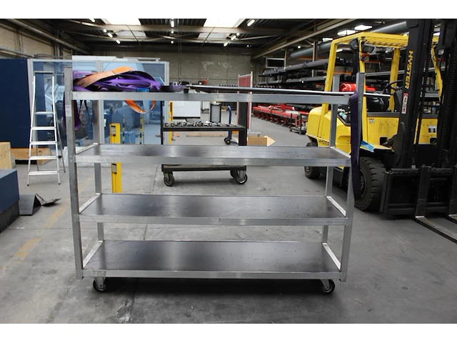 Aluminium magazijnwagen met vier etages afm. 190 x 56 x 156 cm - afbeelding 1 van  2