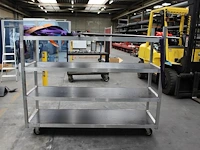 Aluminium magazijnwagen met vier etages afm. 190 x 56 x 156 cm - afbeelding 1 van  2