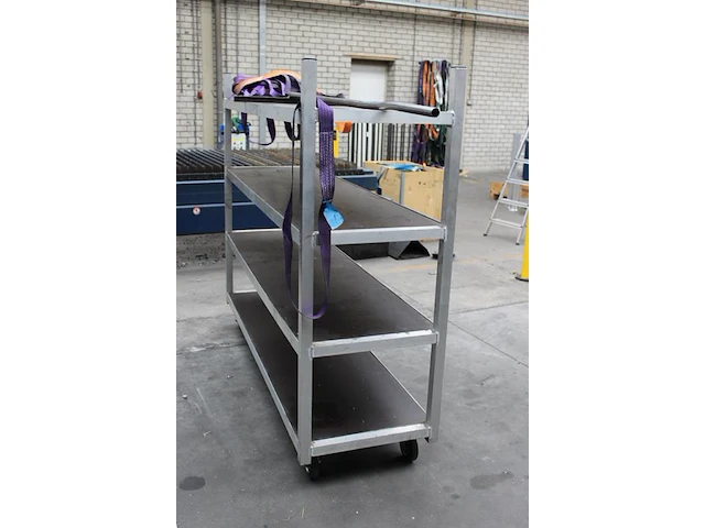 Aluminium magazijnwagen met vier etages afm. 190 x 56 x 156 cm - afbeelding 2 van  2