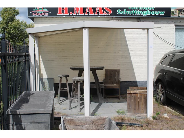 Aluminium overkapping hoekvorm v.v. verlichting en interne waterafvoer. afmeting 310 x 310 x 275 cm. let op... - afbeelding 1 van  5