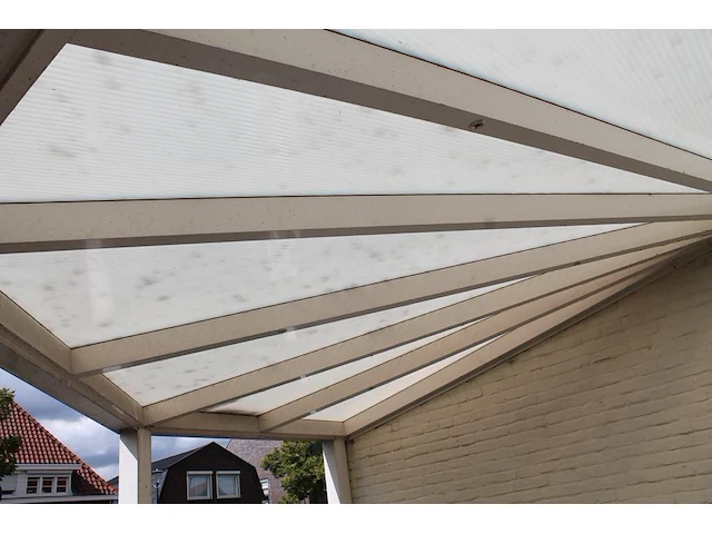 Aluminium overkapping hoekvorm v.v. verlichting en interne waterafvoer. afmeting 310 x 310 x 275 cm. let op... - afbeelding 3 van  5
