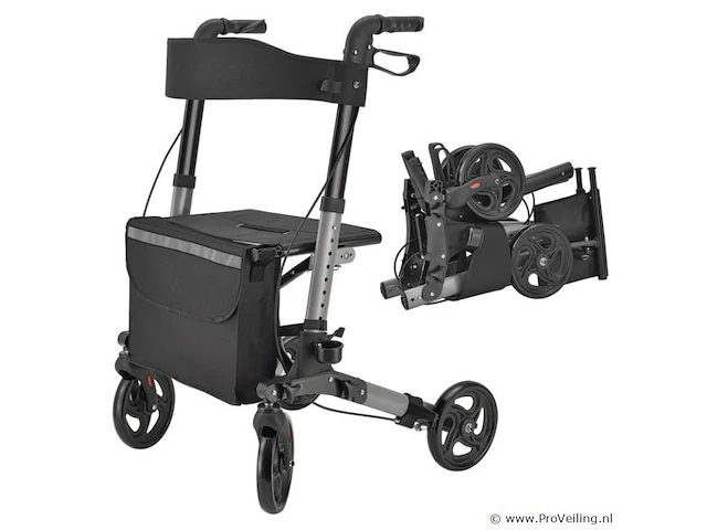Aluminium rollator vital - zwart - inklapbaar - afbeelding 1 van  5