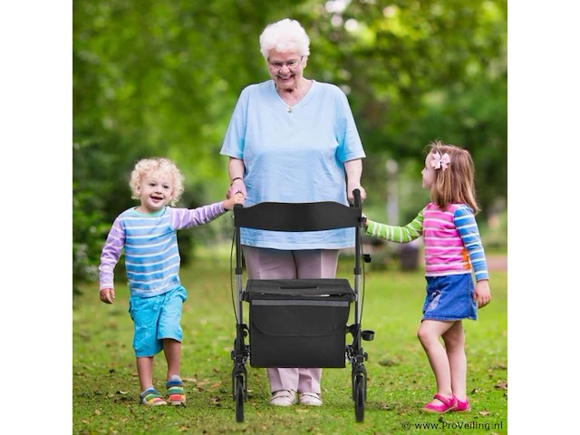 Aluminium rollator vital - zwart - inklapbaar - afbeelding 2 van  5