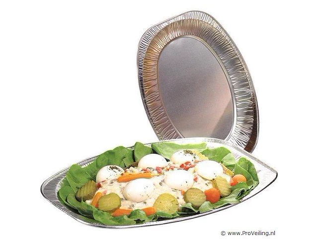 Aluminium schotel 35cm 50 st | alu schotel 35 cm | partyfeest | aluminium ovaal wegwerp schaal | alu ovaal bord - afbeelding 1 van  3