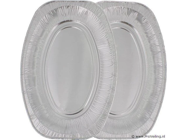 Aluminium schotel 35cm 50 st | alu schotel 35 cm | partyfeest | aluminium ovaal wegwerp schaal | alu ovaal bord - afbeelding 3 van  3