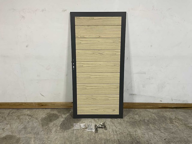 Aluminium tuindeur - houtlook eik - 183x93 cm - afbeelding 2 van  9