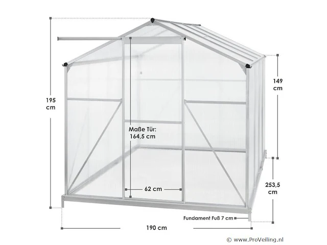 Aluminium tuinkas gh250f 4,75m² - afbeelding 11 van  14