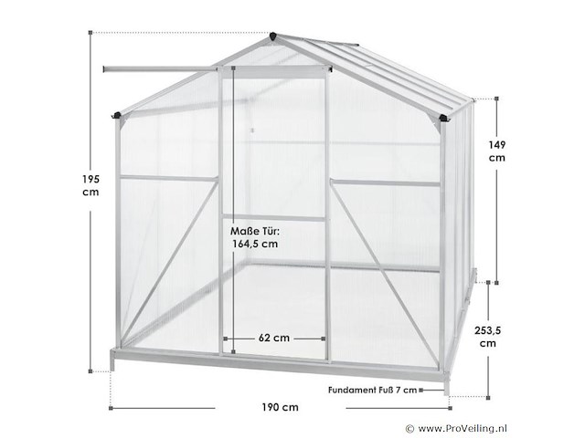 Aluminium tuinkas gh250f 4,75m² - afbeelding 11 van  14