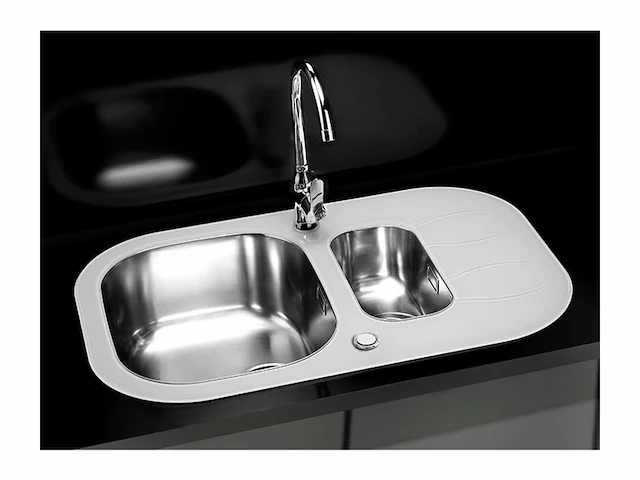 Alveus 1123816 wave up 30 inbouw gootsteen met afdruipblad wit - afbeelding 2 van  4