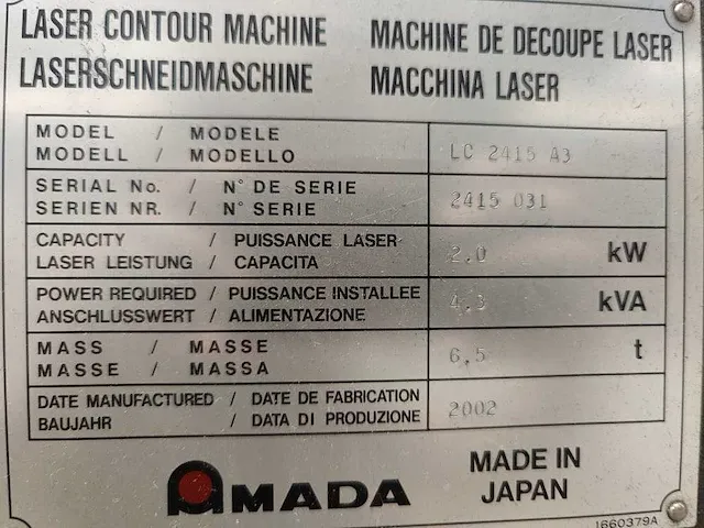 Amada - lc 2415 a3 - lasersnijmachine - afbeelding 5 van  16