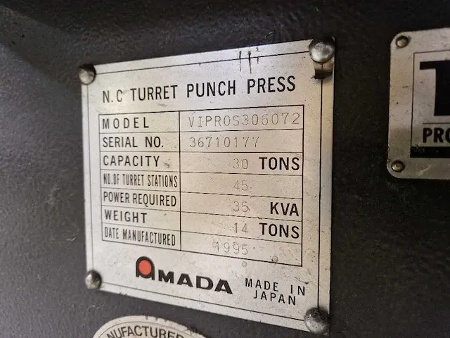Amada - vipros 367 - pons-nibbelmachine - 1995 - afbeelding 7 van  9