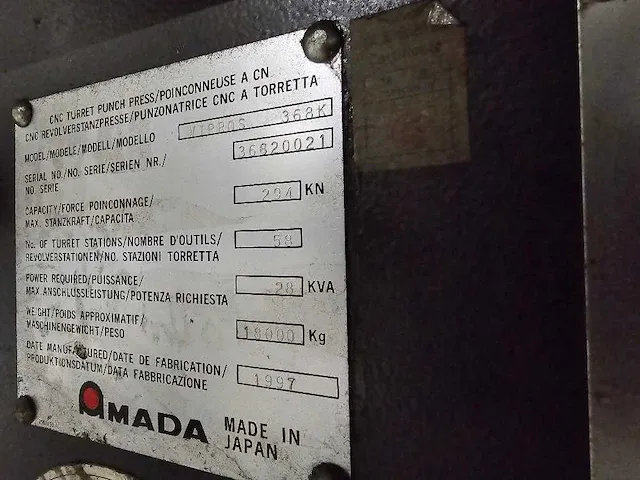 Amada - vipros king 368 - pons-nibbelmachine - 1997 - afbeelding 9 van  12
