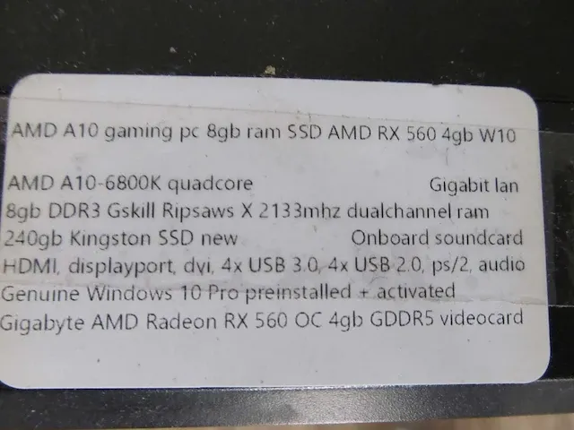 Amd - a10 8gb ram ssd rx 560 4gb win10 - gaming pc - afbeelding 3 van  3