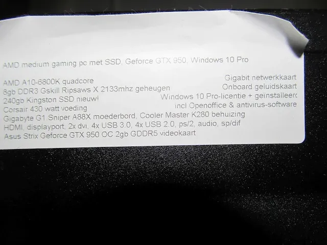 Amd - a10 ssd gtx 950 - gaming pc - afbeelding 4 van  4
