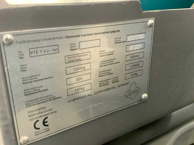 Ameise - 2021 - pte 1.3 li-ion - elektrische palletwagen - afbeelding 2 van  13