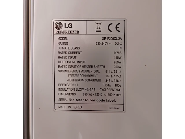 Amerikaanse koelkast no frost, lg, grp209cl, grijs / chroom - afbeelding 4 van  17