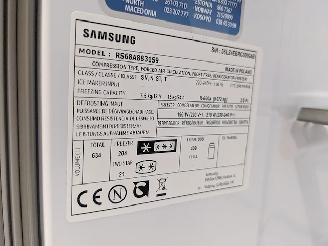 Amerikaanse koelkast, samsung no frost, rs68a8831s9, grijs / chroom - afbeelding 11 van  11