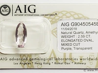 Amethyst 2.59ct aig certified - afbeelding 1 van  4