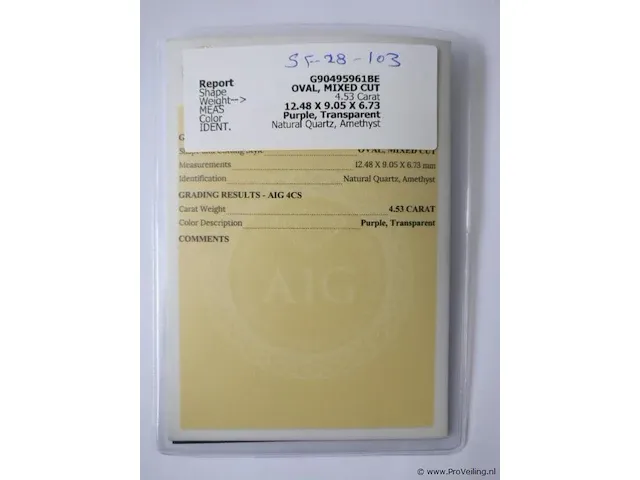 Amethyst 4.53ct aig certified - afbeelding 3 van  4
