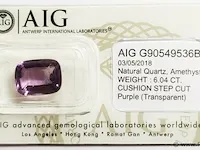Amethyst 6.04ct aig certified - afbeelding 1 van  4